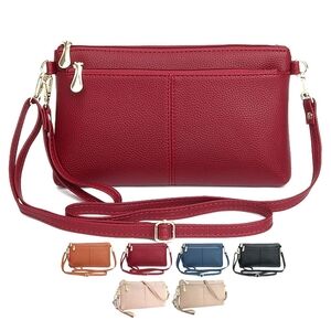Elegant Red Leather Crossbody Bag